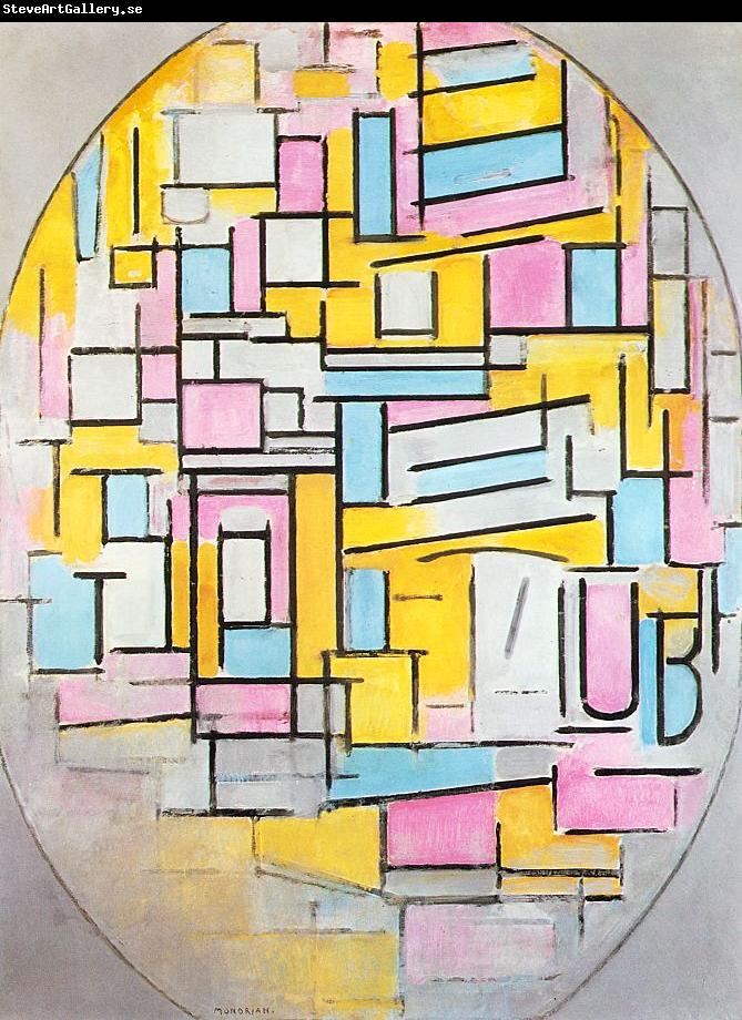 Piet Mondrian Composition with Oval in Color Planes II